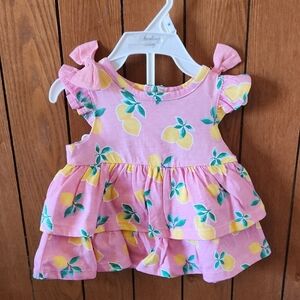 Pink Lemon Print Baby Dress